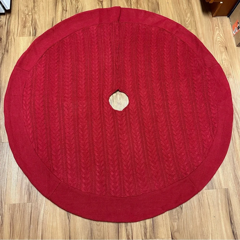 48-inch Red Cable Knit Tree Skirt
